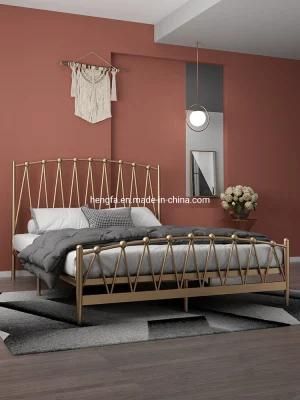 European Style Hotel Bedroom Furniture Dormitory Golden Steel King Sofa Bed