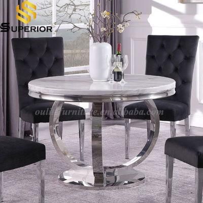 New Arrival Marble Top Round Dining Table with Chairs Sets