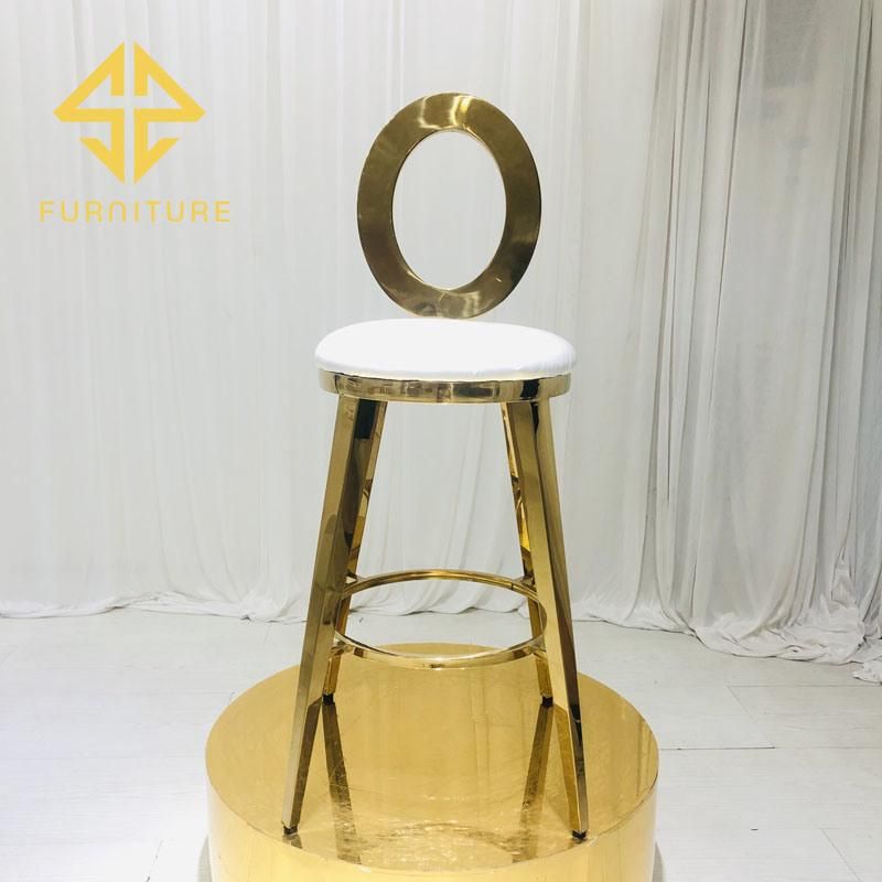 Wholesale Gold Stainless Steel Metal Frame Hotel Night Club Bar Stool Chair