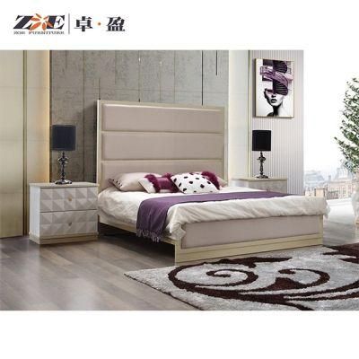 Larger Size Modern Wooden Hotel Bedroom Set Fabric Design Bed