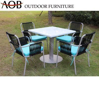 Modern Customized Outdoor Exterior Restsurant Patio Garden Hotel Resort Home Dining Set Furniture with Marble Table Top