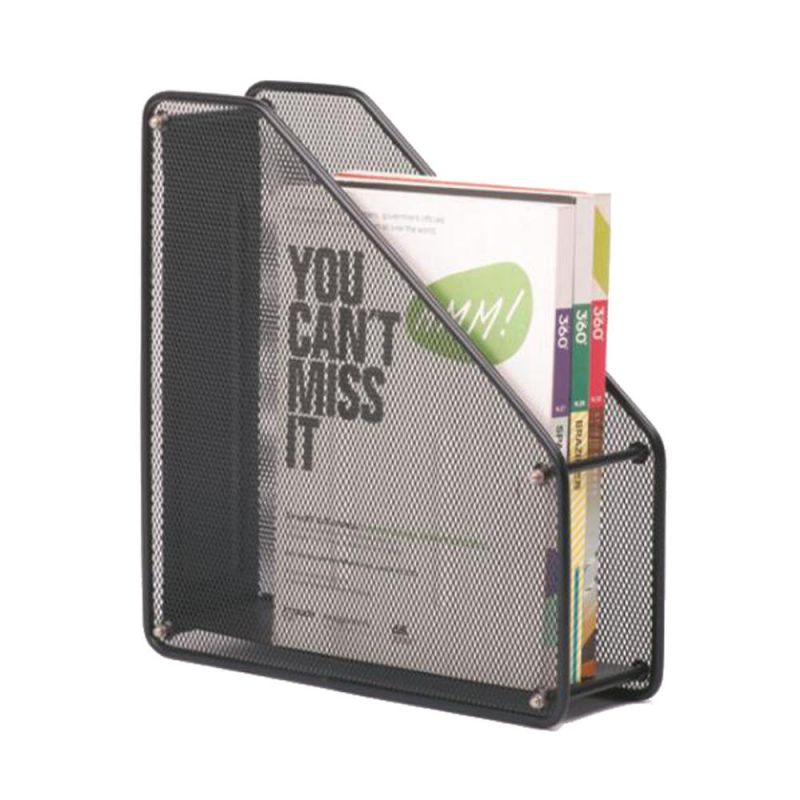Office Metal Wire Mesh 2 Dividers Paper Magazine File Holder