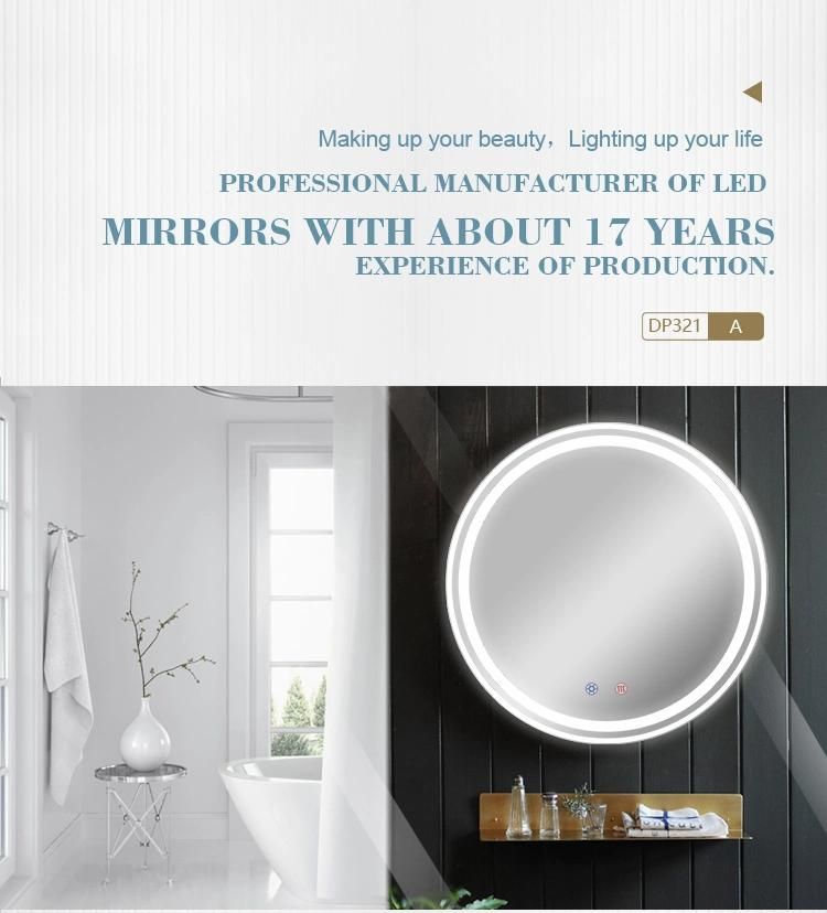 Illuminated Round Wall Decor Mirror with LED Lighted for Bathroom