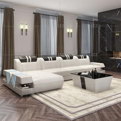 Italian Style Modern Design PU Geniue Leather L Shape Sofa Leisure European Long Couch Liivng Room Furniture