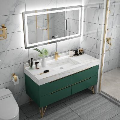 Luxury New Design Wall Mounted Bathroom Vanity with Factory Price with Rock Plate Basin