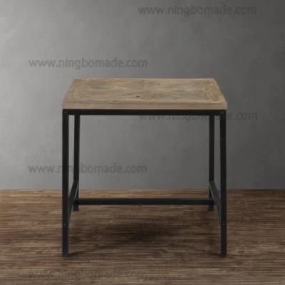 Modern Nordic Country Style Storage Pine Natural Reclaimed Fir Wood with Black Iron Metal Fixed Corner Coffee Table