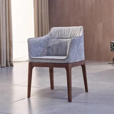 Solid Wood Leg Injection Foam Fabric Leisure Armchair Dining Chair