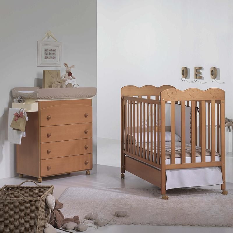 Nova Modern Baby Furniture Set Nature Wood Color Baby Crib with Heart Shape