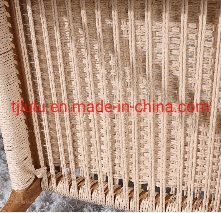New Arrival Modern Japanese Style Dining Room Hotel Restaurant Home Furniture Bistro Scandinavian Woven Rope Rattan Leisure Solid Wood Dining Chair