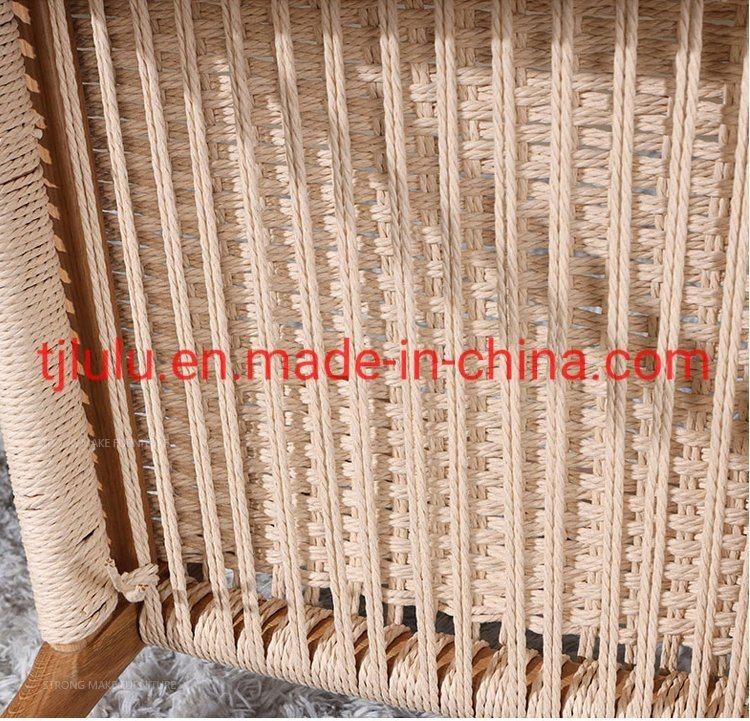 New Arrival Modern Japanese Style Dining Room Hotel Restaurant Home Furniture Bistro Scandinavian Woven Rope Rattan Leisure Solid Wood Dining Chair