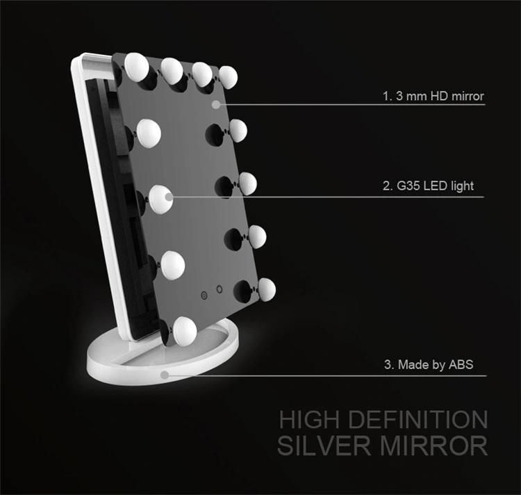 Lighted Hollywood Style LED Vanity Makeup Mirror with 12 Bulbs