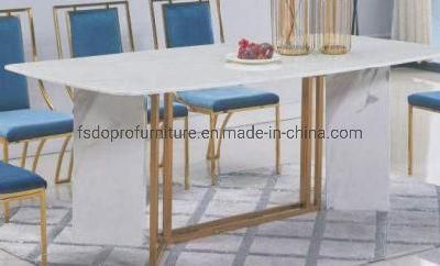 Chrome Titanium Stainless Steel Marble Dining Table