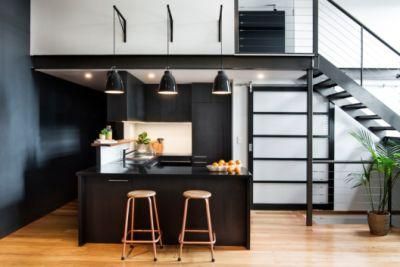 U-Shaped Matt Black MFC Plywood Modern Furniture Kitchen Cabinets