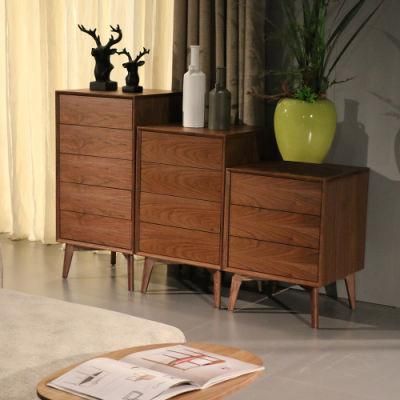Nordic Wooden Hotel Furniture MDF Veneer Living Room Side Cabinet with Drawers