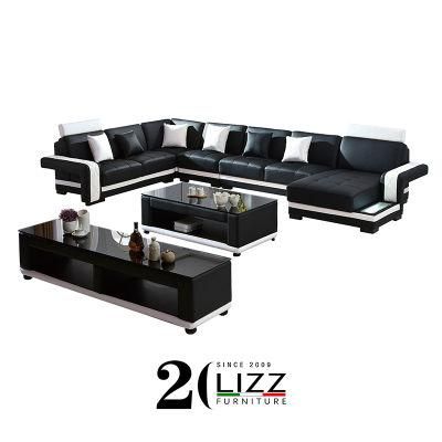 European Home Furniture Modern Leisure Style Living Room Custom-Made Leather Couch
