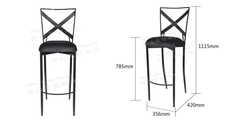 Hyc-H023 New Style High Stainless Steel Black Wedding Bar Chair for Sale