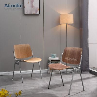 Best Price Aluminum Casting Chair with Wood Seating Dining Chair