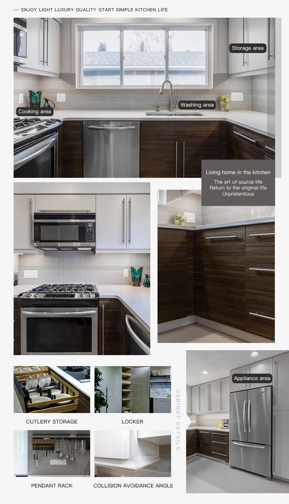 Customized Shape Melamine Beautiful Design Kitchen Cabinets