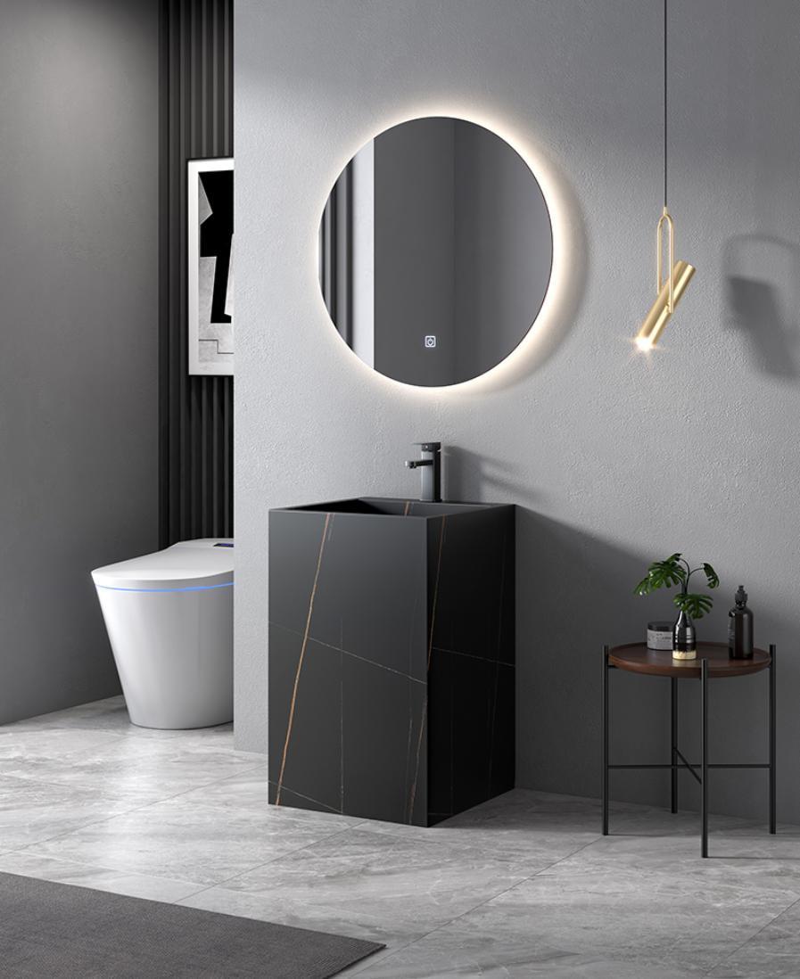 Modern Design of Plywood Floor Mounted Bathroom Cabinet with Rock Platecountertop