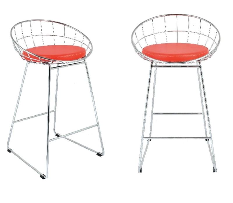Factory New Design Wire High Counter Bar Chair Stool with Cushion