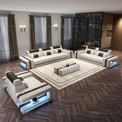 2022 Latest Design Modern Living Room U Shape Genuine Leather Sofa Leisure Home Couch with Coffee Table