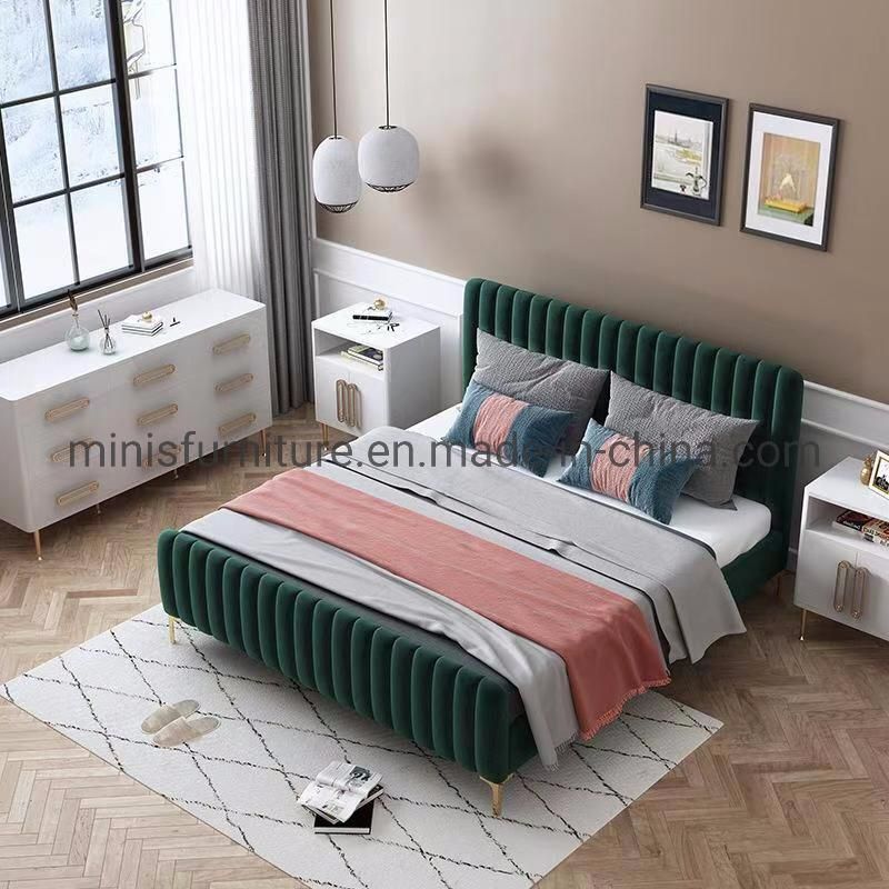(MN-MB111) Home Bedroom Modern Simple Furniture Adult Double Orange Leather Bed