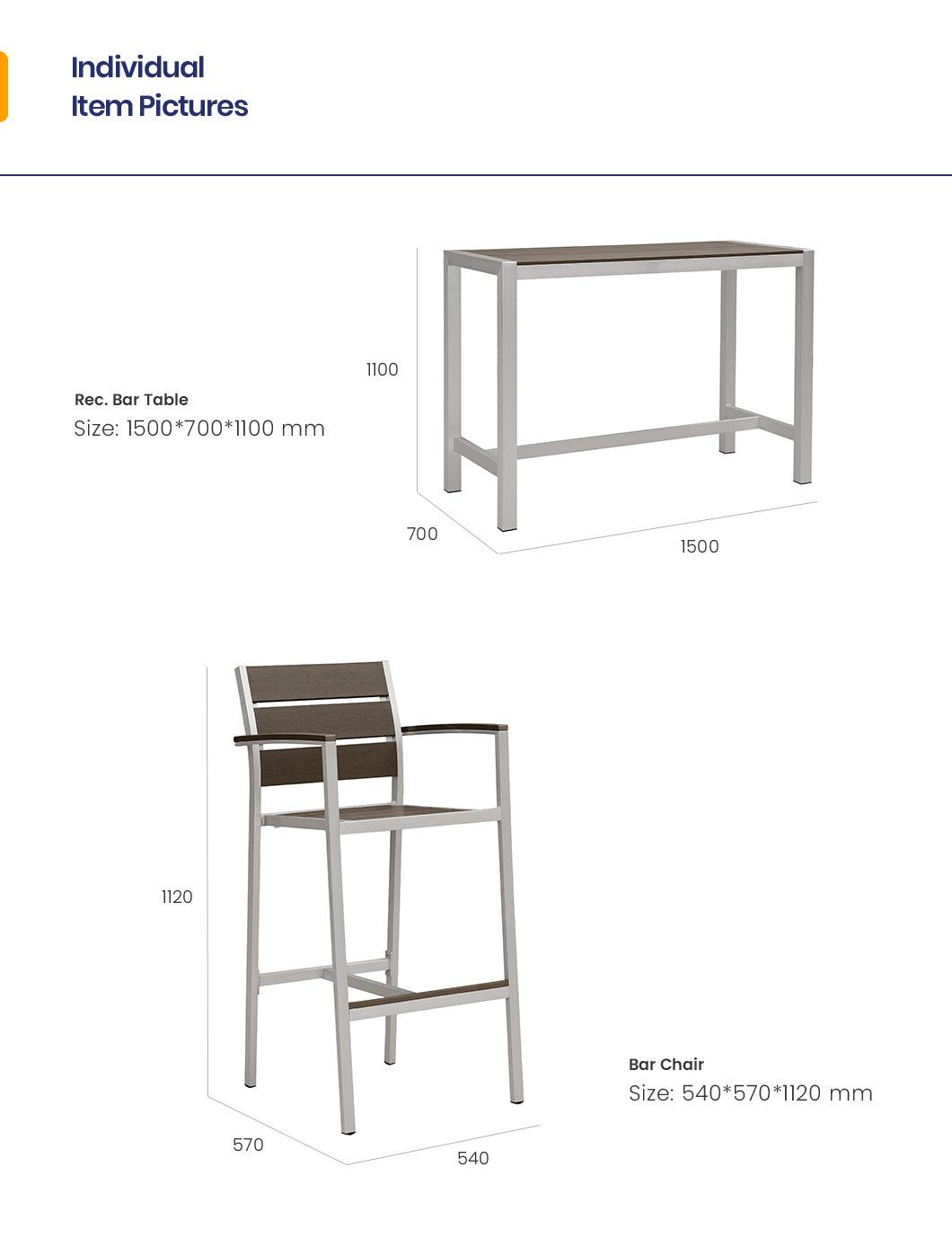Customized Modern Pub Furniture Plastic Wood Chair Bar Stool