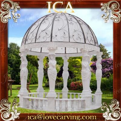 Classic Modern Marble Roman Gazebo with Lady Statue