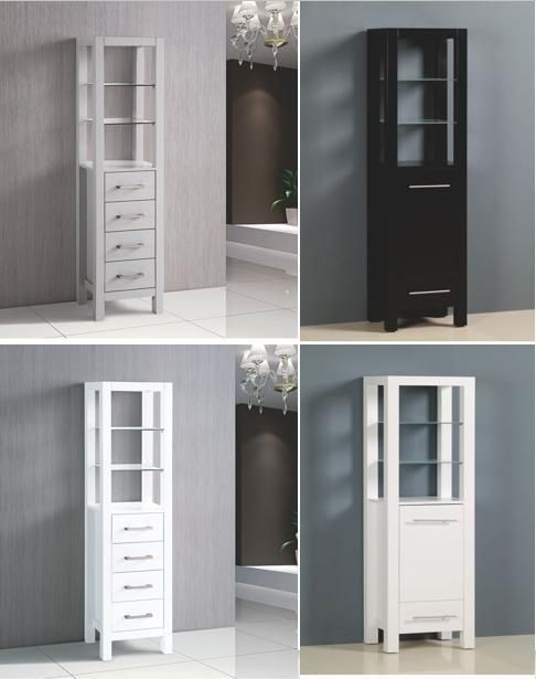 Solid Wood Side Vanity Tall Bathroom Furniture Cabinet