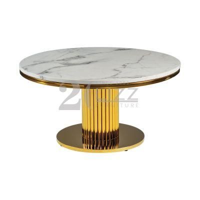Factory High Quality Home Stainless Steel Furniture European Minimalist Luxury Marble Top Coffee Table