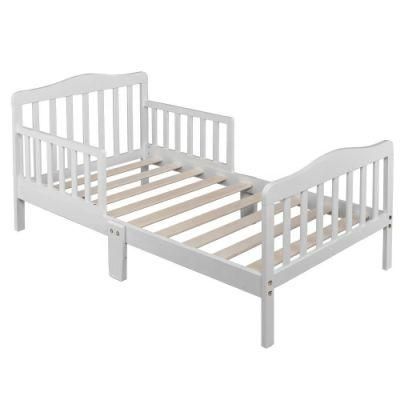 Custom Children&prime;s Wood Frame Bed with Safety Guardrails for Kids