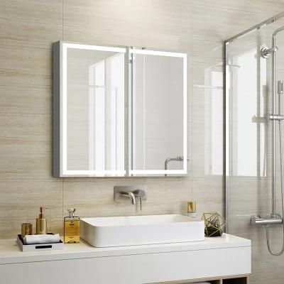 Wall Mounted LED Lighted Mirror Medicine Cabinet Modern Bathroom Cabinet with Touch Sensor