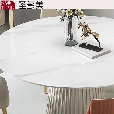 Slate Top PU Cover Steel Leg Dining Tables for Home