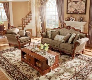 2018 Classic Solid Wood Frame Leather or Fabric Sofa Furniture Set for Living Room