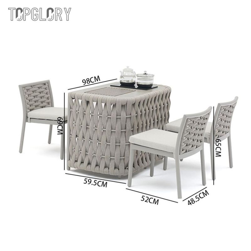 Modern Design Outdoor Patio Garden Furniture Aluminum Tube Rope Weave Table and Chair