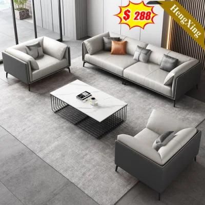 Simple Modern Design Gray Color 1/2/3 Seat Sofas Set Hotel Lobby Office PU Leather Fabric Sofa with Metal Legs