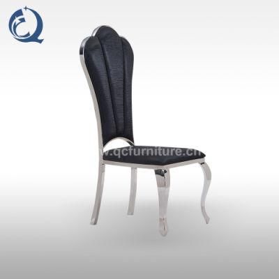 Modern Metal Legs Black PU Dining Chairs for Dining Room Furniture