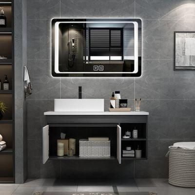 Factory Directly Modern Hotel Hanging Waterproof Mirror Wash Basin Vanity PVC Bathroom Cabinet with Side Cabinet