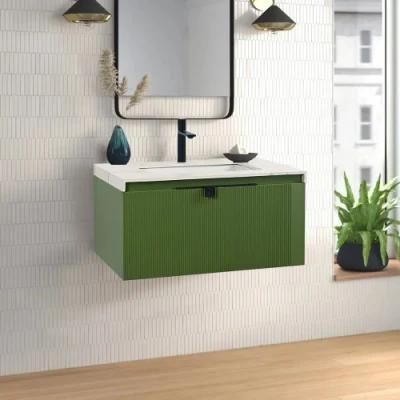 32&quot; Floating Green Bathroom Vanity with Ceramic Integral Sink &amp; One Drawer