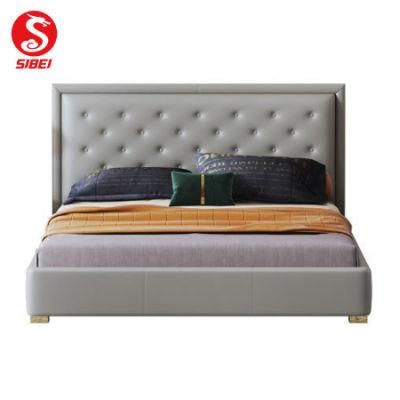 Luxury Modern Hotel Bedroom Furniture King Size Double Fabric Leather Bed