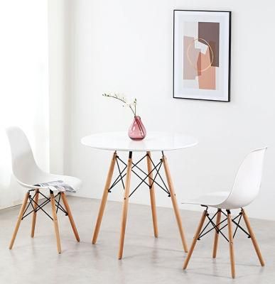 Modern Round Leisure Coffee Side Tables with Solid Wood and Steel Frame for Office and Home