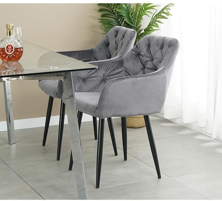 New Arrival Metal Legs Restaurant Fabric Upholster Dining Chair for Hotel Restaurant Home