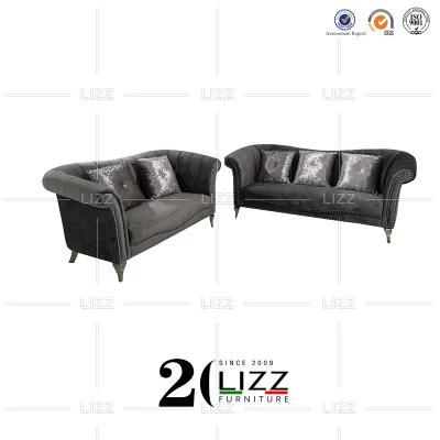 European Classic Design Home Living Room Furniture Set Sectional Luxury Velvet Fabric Sofa with Metal Leg