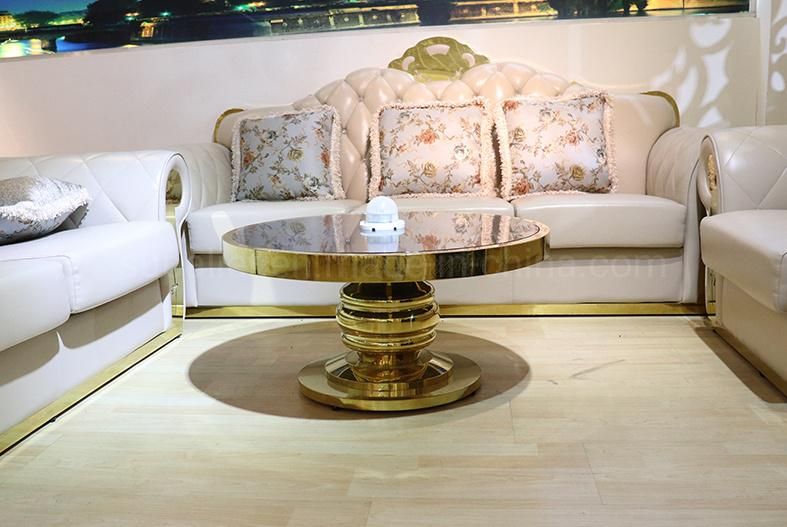 Luxury Stainless Steel Gold Mirror Round Coffee Table