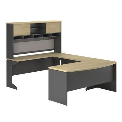 U-Shaped Desk with Hutch Bundle, Natural/Gray