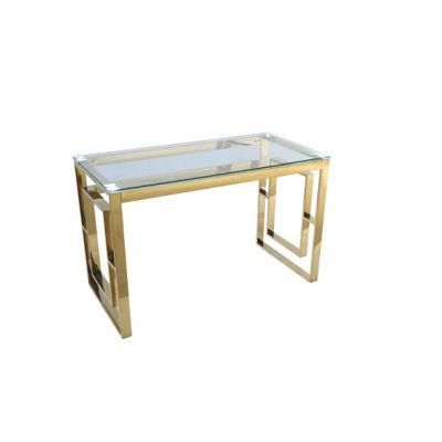 Hot Sale Home Furniture Stainless Steel Frame Tempered Glass Top Dining Table/Side Table