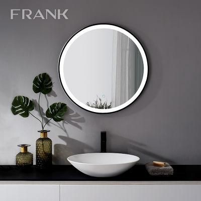 Metal Framed Round Bathroom Mirror with Smart LED Light