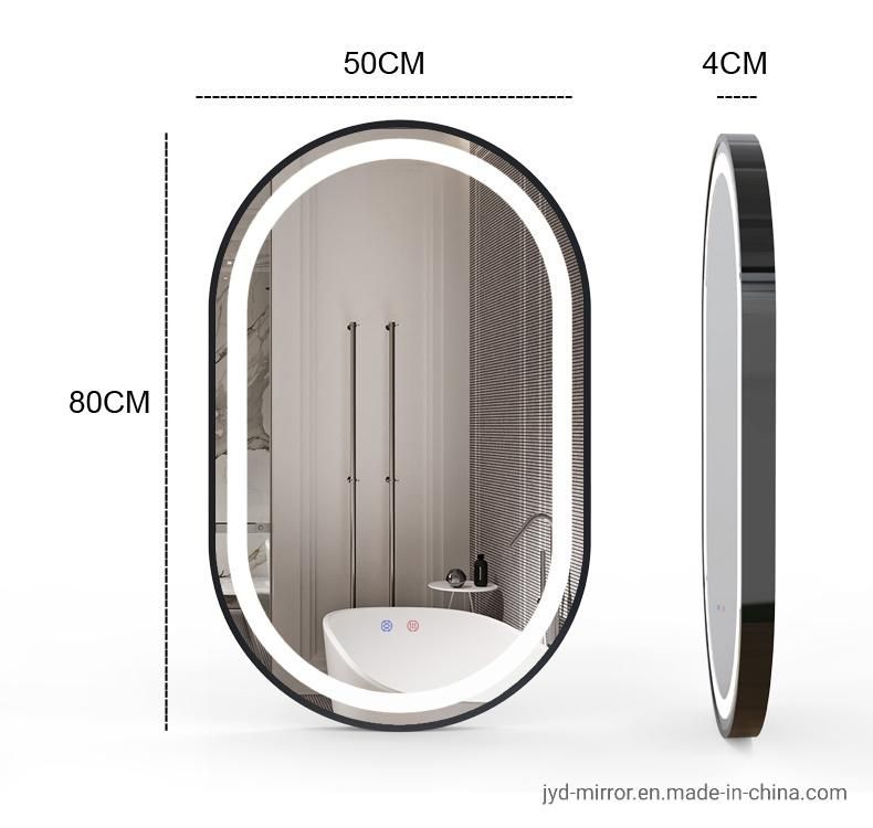 Wall Bathroom Fogless Mirror LED Round Oval Mirror for Hotel Home