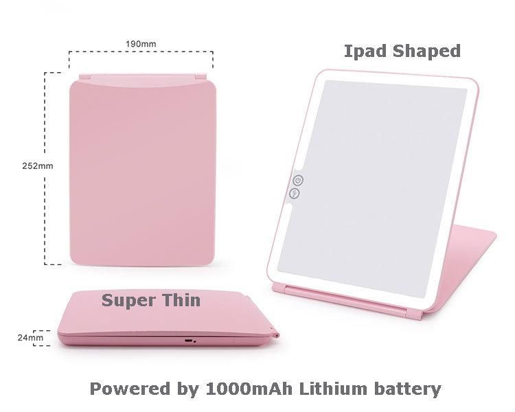 Super Slim Foldable LED Products High Definition LED Makeup Mirror with Touch Sensor