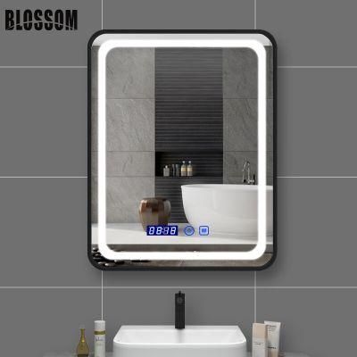 Modern Square Framed Bathroom Touch Sensor Lighted Smart Mirror LED